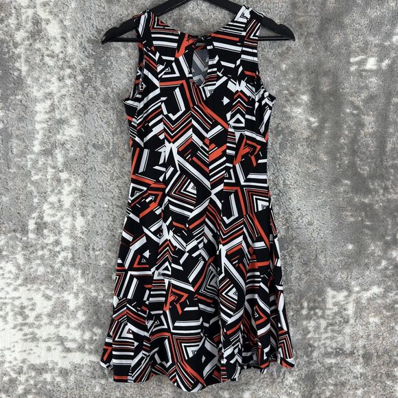 Derek Heart Size S Abstract Fit Flared Mini Dress Sleeveless Pullover Stretch - Picture 5 of 10